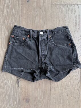 Levi's 501 Black Denim Button-Fly Cutoff Shorts Copper Hardware